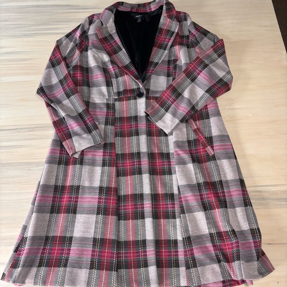 Torrid Pink and Gray Plaid Coat Size 2 - Picture 4 of 5